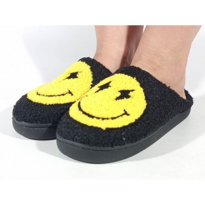 Papuci de casa veseli, usori, caldurosi, negru cu galben - model 106352 foto