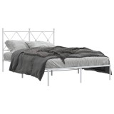 Cumpara ieftin Cadru de pat metalic cu tablie, alb, 120x200 cm