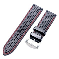 Curea Silicon Sport Neagră cu Cusătură Roșie | 22mm, 24mm, 26mm | Oțel