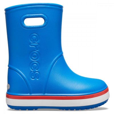 Cizme Crocs Kids&amp;#039; Crocband Rain Boot Albastru - Bright Cobalt/Flame foto