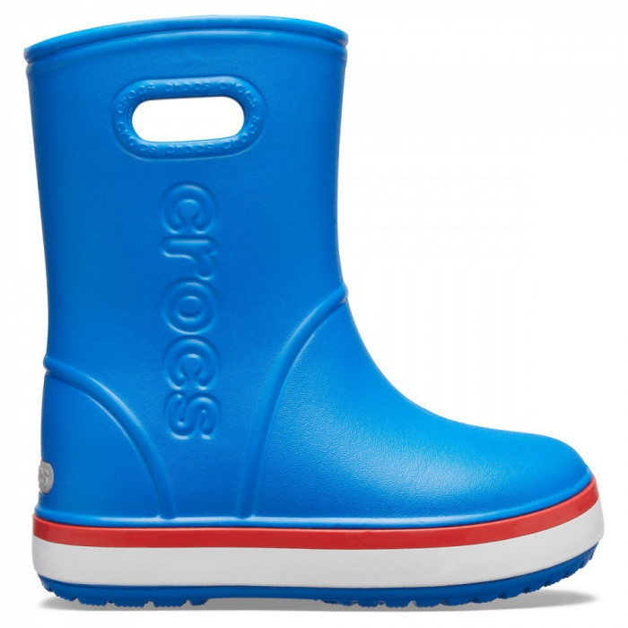 Cizme Crocs Kids&#039; Crocband Rain Boot Albastru - Bright Cobalt/Flame