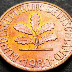 Moneda 2 PFENNIG - RF GERMANIA, anul 1980 *cod 2164 A - litera D patina