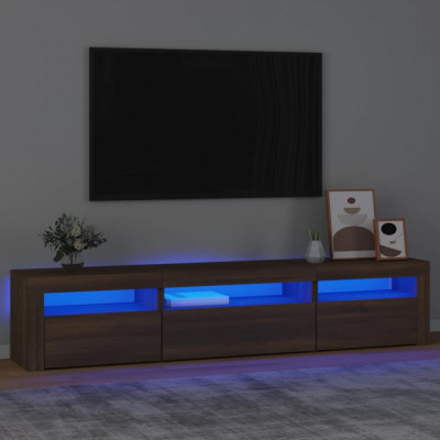 vidaXL Comodă TV cu lumini LED, stejar maro, 195x35x40 cm foto
