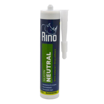 Silicon Neutral Rino, Transparent, 280 ml, pentru Materialele de Constructie Poroase sau Neporoase, Silicon Neutral Rino, Silicon Universal Transparen foto