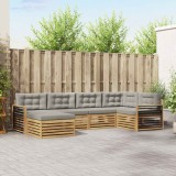 vidaXL Set de canapele de exterior 6 pcs Alb și gri deschis Poliester 3390776