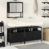 vidaXL Set Mobiler Baie 3 Piese Negru de Stejar Lemn Prelucrat