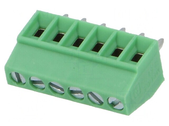Regletă Conexiuni PCB 90&deg; 2,54mm 6 Piste 6A