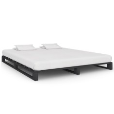 vidaXL Cadru de pat din paleți, gri, 160 x 200 cm, lemn masiv de pin 285252