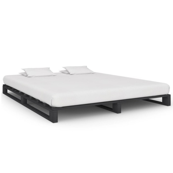 Gossi cadru de pat din paleti, gri, 160 x 200 cm, lemn masiv de pin