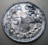 Moneda 5 Lei 1949 RPR Romania KM#77, Aluminiu 23mm, Numismatica