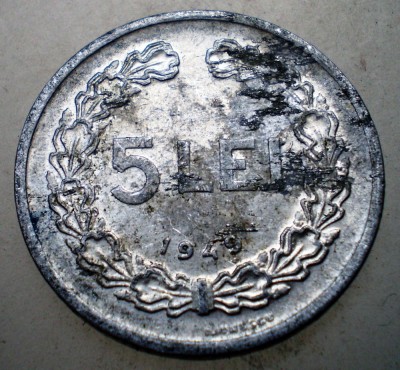 7.920 ROMANIA RPR 5 LEI 1949 foto