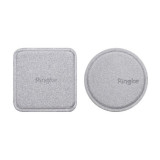 Set 2 x Placute metalice suport magnetic telefon - Piele ecologica - Subtire - Argintiu - Ringke