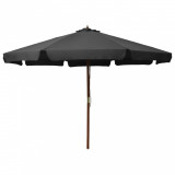 Umbrelă de soare de exterior, st&acirc;lp din lemn, antracit, 330 cm