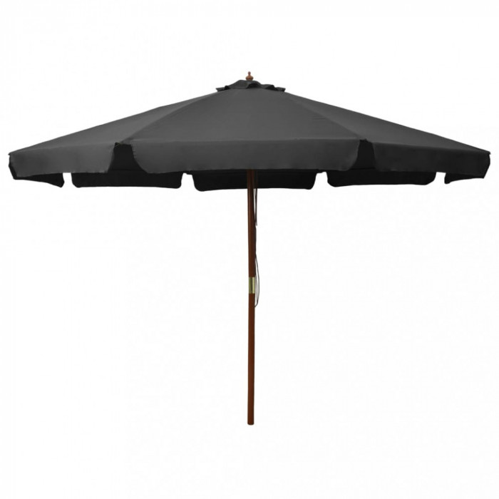 Umbrelă de soare de exterior, st&acirc;lp din lemn, antracit, 330 cm