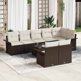 Cumpara ieftin Set de canapele pentru grădină cu pernă 9 pcs Maro Rattan poli