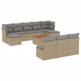 Set canapele de gradina, 11 piese, cu perne, bej, poliratan