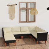 VidaXL Set mobilier de grădină cu perne, 8 piese, negru, poliratan 3059741