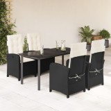 vidaXL Set mobilier de grădină cu perne, 5 piese, negru, poliratan