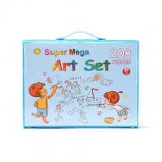 Set complet pictura si desen Salestore.ro&reg;, 208 piese: carioci, creioane colorate, pasteluri de ulei si acuarele, pentru Creativitatea Copiilor, Calit