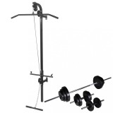 VidaXL Turn de forță montat pe perete cu set haltere &amp; gantere 30,5 kg