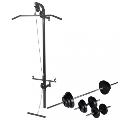 vidaXL Turn de forță montat pe perete cu set haltere &amp;amp; gantere 30,5 kg foto