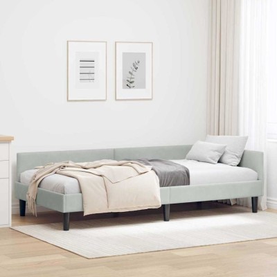 vidaXL Cadru de pat colțar cu headboard Manual Gri deschis 80 x 200 cm 42016134 foto