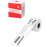 Rola etichete autoadezive pentru bijuterii 25 x 30 + 45 mm, albe, 100 etichete rola, compatibile cu imprimantele Phomemo M110 M120 M200 M220