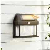 Lampa Solara Led cu Senzor de Miscare 16x17cm de Perete, cu 2 Becuri