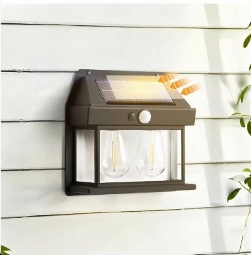 Lampa Solara Led cu Senzor de Miscare 16x17cm de Perete, cu 2 Becuri foto