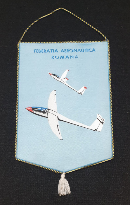 Fanion de colectie Aviatie - FEDERATIA AERONAUTICA ROMANA AEROCLUBUL ROMANIEI