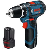 Bosch GSR 12V-15 - Masina de gaurit si insurubat cu 2 acumulatori Li-Ion 12 V 2 Ah 30 Nm mandrina detasabila led iluminare