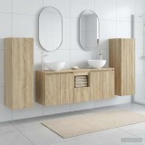Cumpara ieftin Set dulap baie 5 buc. Stejar Sonoma 129 x 35 x 80 cm
