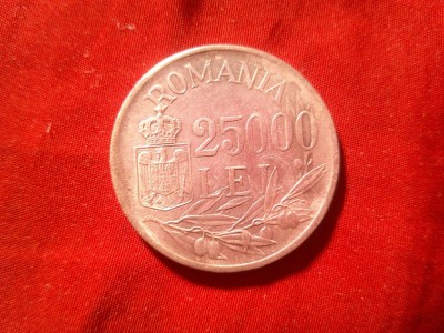 Moneda 25 000 lei 1946 Mihai I , argint , cal. F.Buna foto