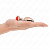 Kink Pleasure Plugs-Plug Anal Rose Gold cu Trandafir Roșu, S-Metal