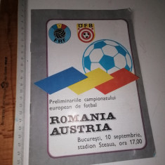 PROGRAM FOTBAL - ROMANIA AUSTRIA - STADIONUL STEAUA