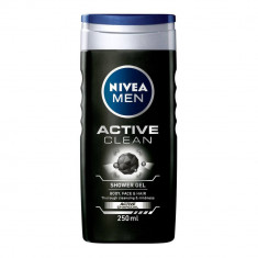 Gel de Dus NIVEA Men Active Clean, 250 ml, cu Extract de Bambus si Carbune Activ, Geluri de Dus, Gel de Dus Nivea, Gel de Dus, Gel de Dus 3 in 1, Gel foto