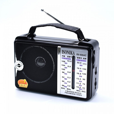 Radio Portabil ,FM,AM,SW1,SW2 4 benzi , SONIKA &amp;ndash; RX-606AC foto