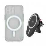 Incarcator Auto Wireless 15W cu Husa Magnetica pentru iPhone 12 Pro