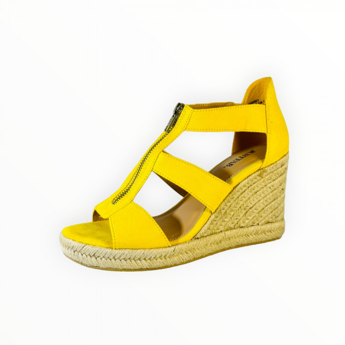 Sandale Dama Wedges Gladiator JustFab, Galbene, Marimea 40.5 EU