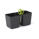 Ghiveci decorativ de flori, dublu, antracit, 2.5 L, 24.4x11x12 cm, Twins Cube, Prosperplast