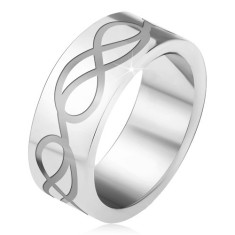 Inel bandă din oţel, model cu bucle, gravat - Marime inel: 69