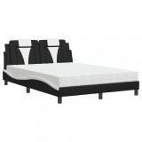 Cumpara ieftin Pat, Viana, cu saltea, negru si alb, 120x200 cm, piele ecologica