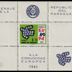 Paraguay 1961-C.E.P.T.1958,Europa Unita,colita dantelata,nestampilata,Mi.Bl.15
