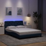 VidaXL Cadru de pat cu LED fără saltea Albastru 140x200 cm țesătură