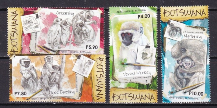 Botswana 2015 fauna maimute MI 1023-1026 MNH w63