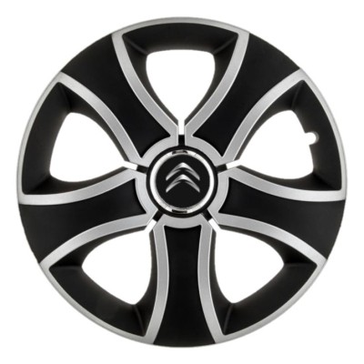 Set 4 Capace Roti 15 inchi (R15) Bis Gri-Negru, Compatibile Cu Citroen foto