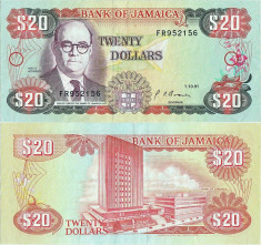 1991 ( 1 X ) , 20 dollars ( P-72d ) - Jamaica foto