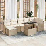 Set de 8 Piese pentru Sofa de Grădină cu Perne Bej Poli Ratan