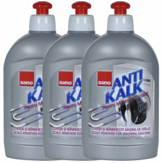 3 x Sano AntiKalk, Solutie anti calcar pentru masina de spalat, 3 x 500ml foto