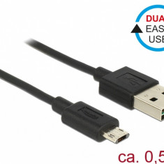 Cablu EASY-USB 2.0 tip A la EASY-USB 2.0 tip Micro-B T-T Negru 0.5m, Delock 83845